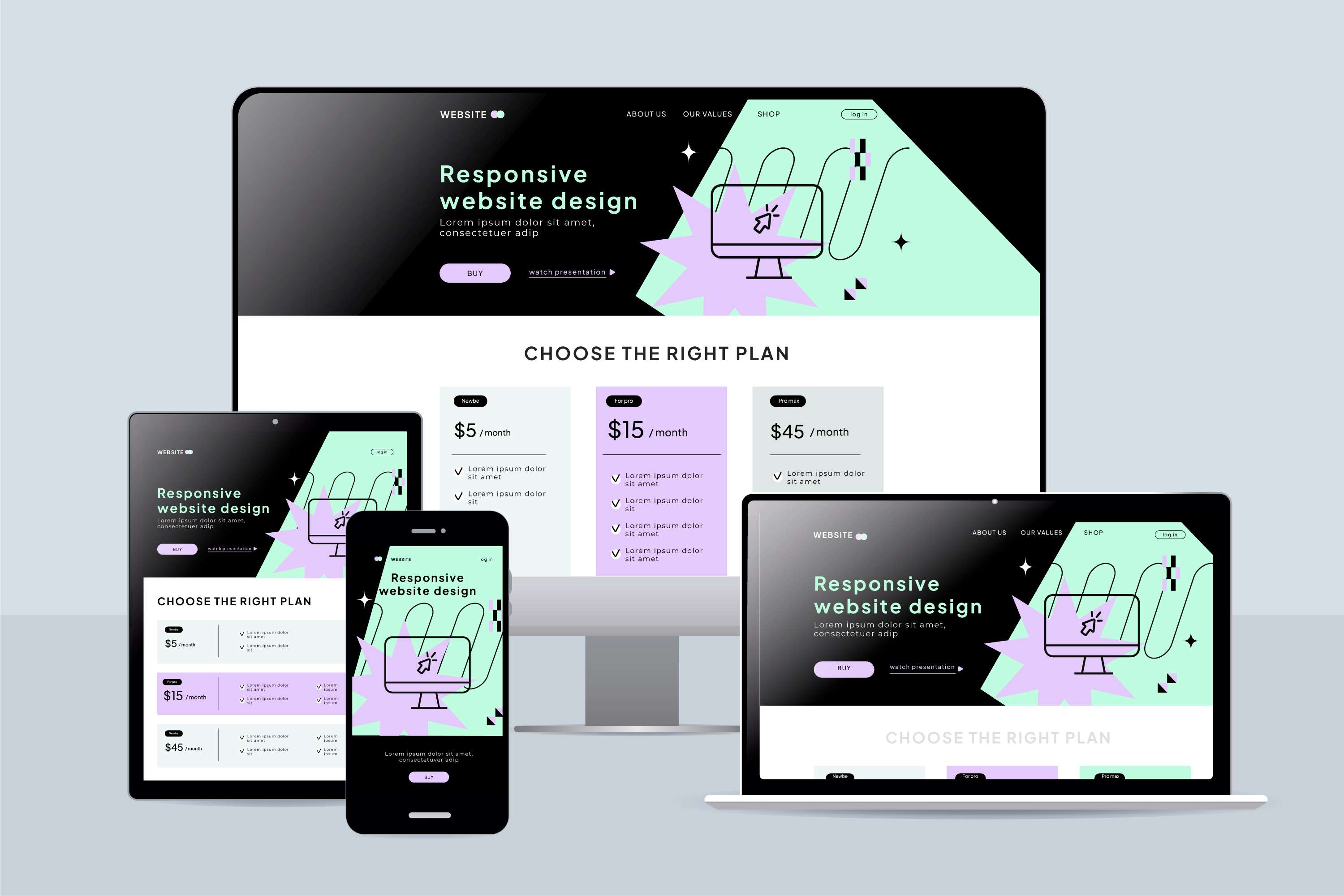 free image showing responsive website freepik
