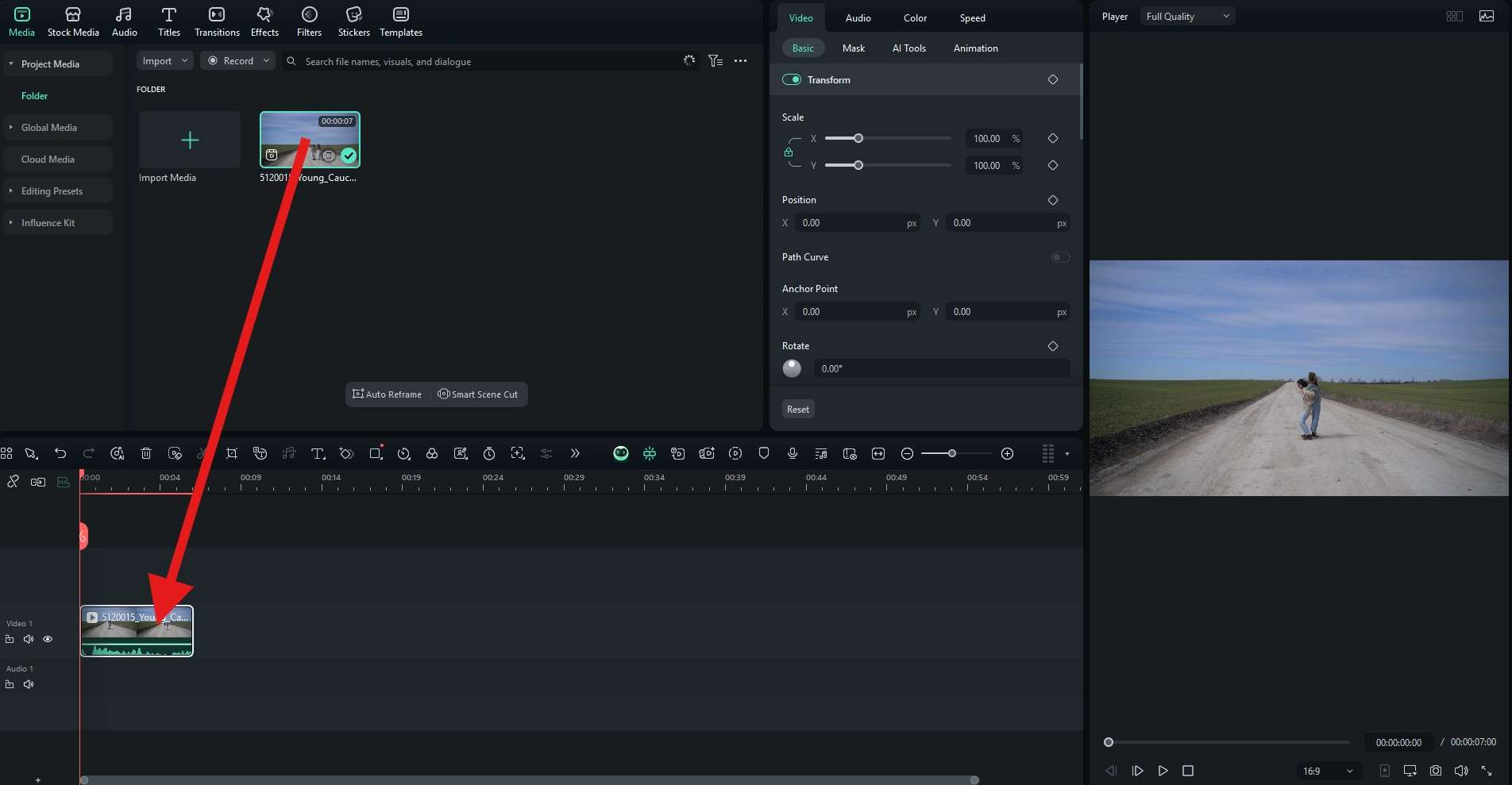 drag media files to timeline filmora