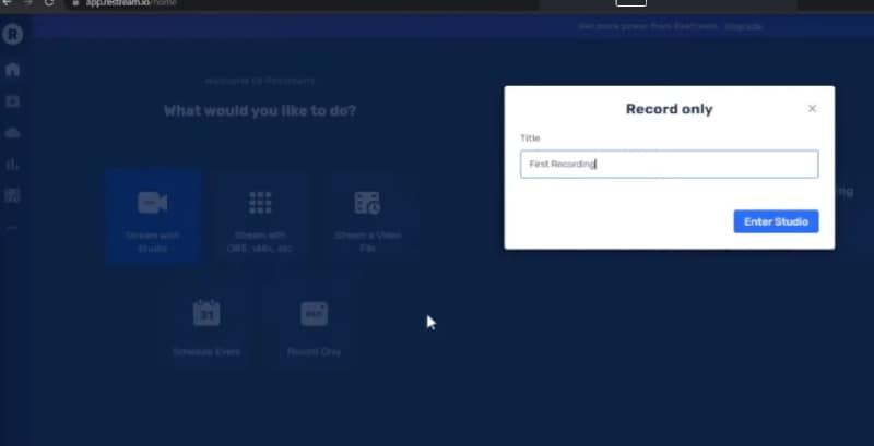 klik tombol enter studio di restream