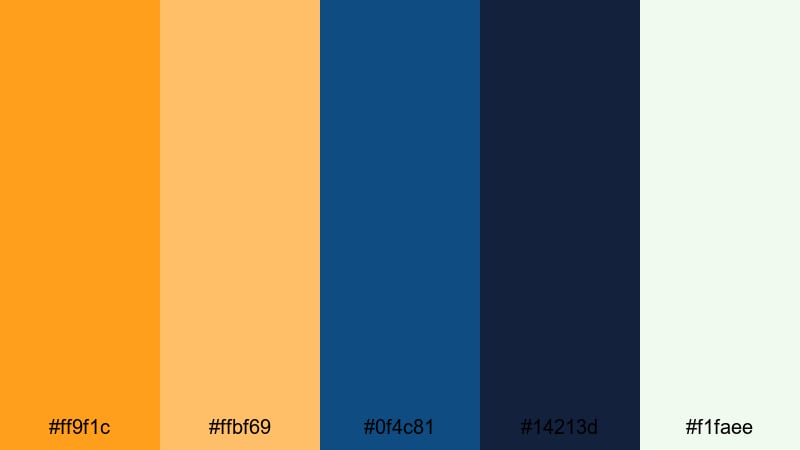 retro arcade glow orange blue color palette with hex codes