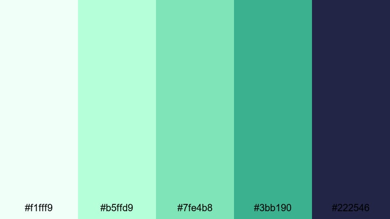 retro arcade mint light green color palette with hex codes