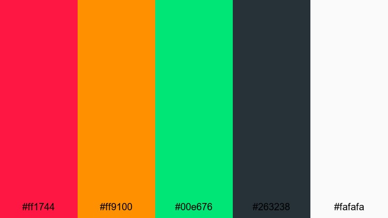 retro arcade pop red orange green color palette with hex codes