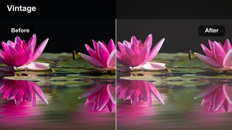 Muted retro city street with soft contrast and faded classic film colors.