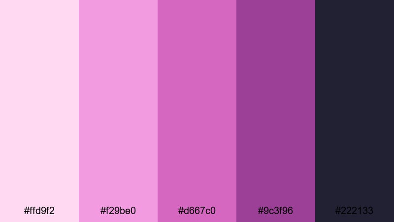 retro disco lilac pink lilac color palette with hex codes