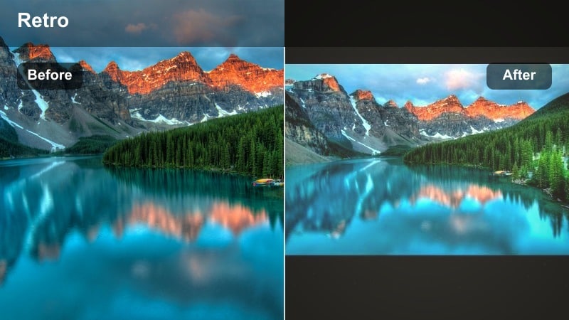 Retro film look beach filter