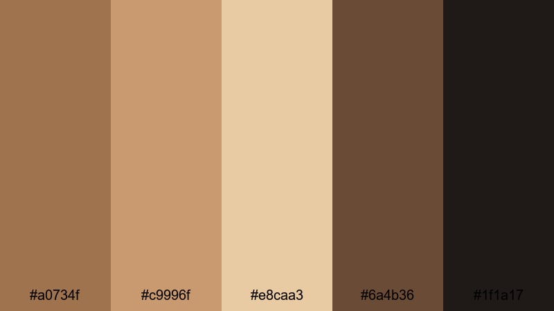 retro film fade dark tan color palette with hex codes