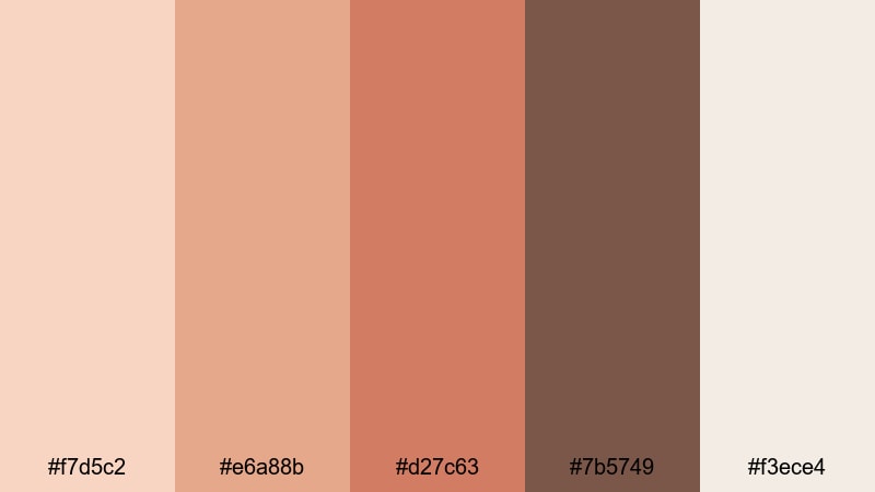 retro film peach peach color palette with hex codes