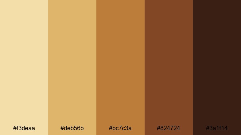 retro film trailer yellow brown color palette with hex codes