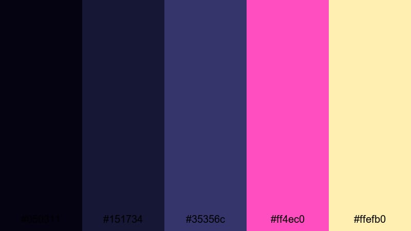 retro galaxy arcade space color palette with hex codes