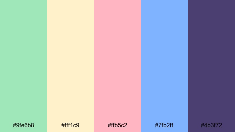 retro gelato bar pistachio color palette with hex codes