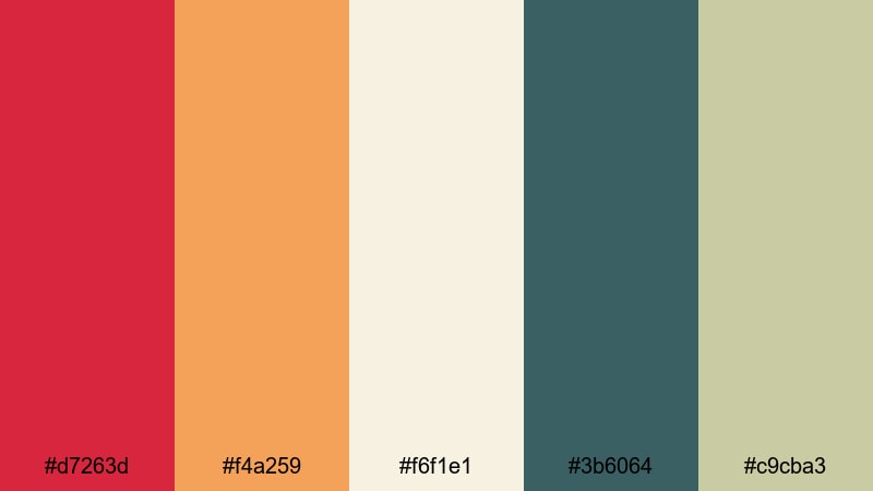 retro gingham afternoon picnic color palette with hex codes