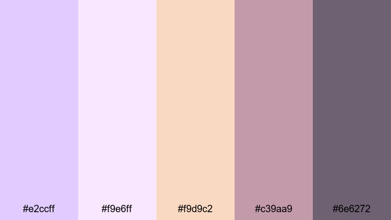 retro lavender postcard lilac lavender color palette with hex codes