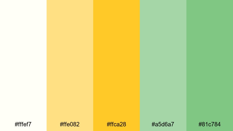 retro lemon soda white green yellow color palette with hex codes