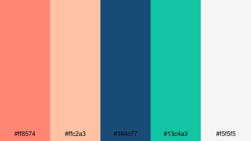 retro miami titles peach coral color palette with hex codes