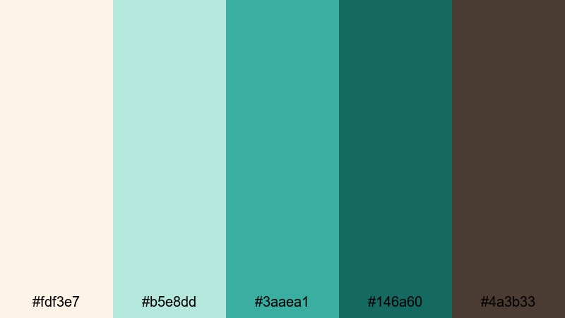 retro motel pool turquoise green color palette with hex codes