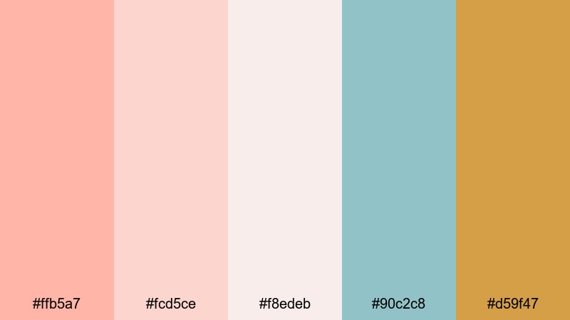 retro peach titles peach pink color palette with hex codes