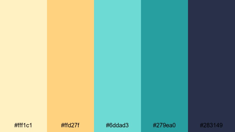 retro poolside motel yellow turquoise color palette with hex codes