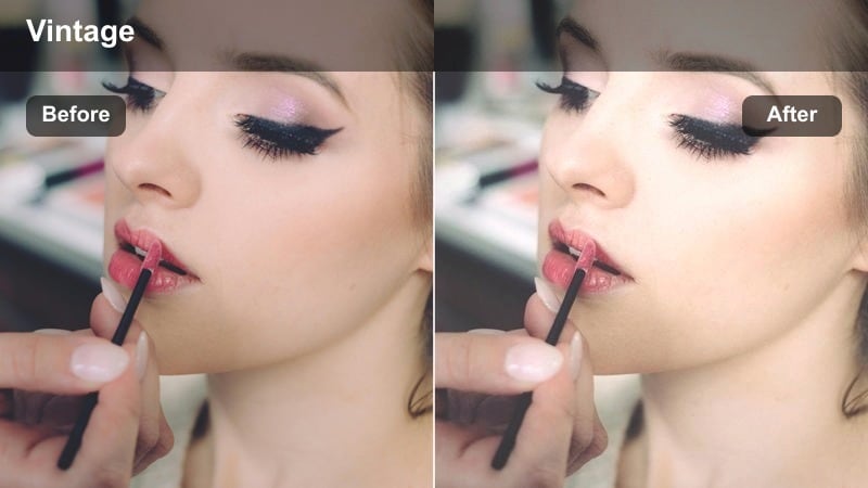 Retro-toned close up cinematic portrait with soft glow.