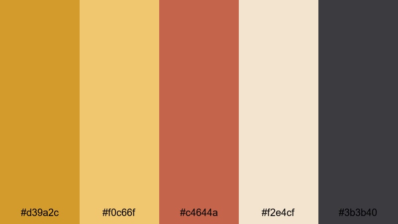 retro poster fade yellow ochre color palette with hex codes