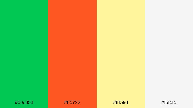 retro sports energy bright green color palette with hex codes