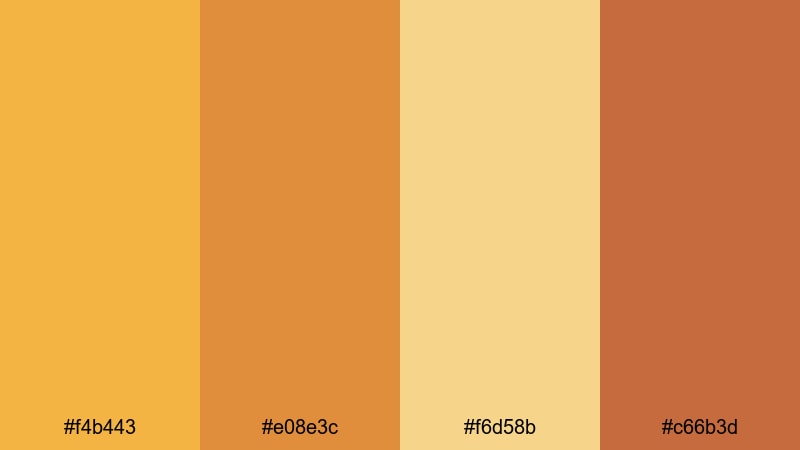 retro super 8 afternoon orange yellow color palette with hex codes