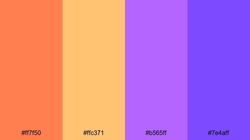 retro synth sunset orange purple color palette with hex codes