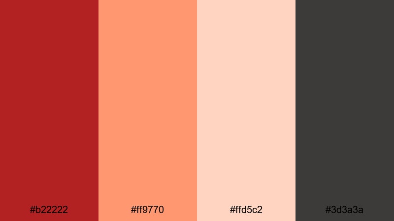 retro tape crimson fade crimson red color palette with hex codes