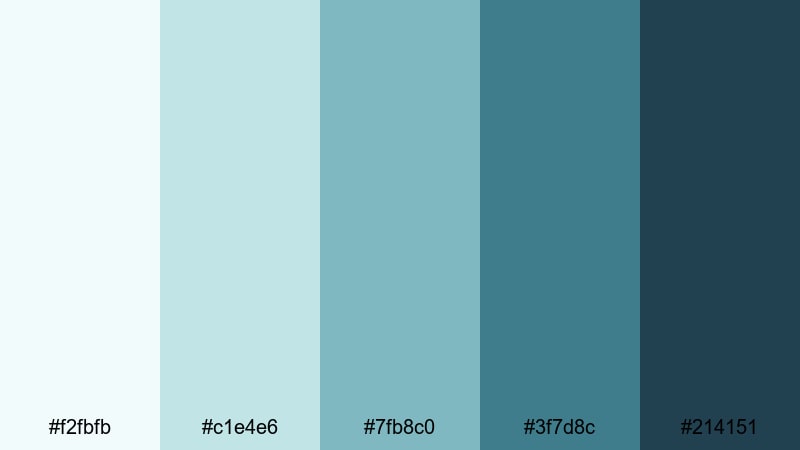 retro teal fade blue color palette with hex codes