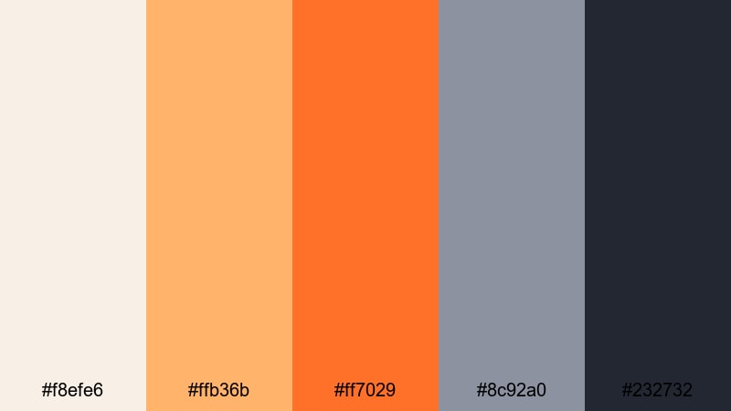 retro title burn orange gray color palette with hex codes