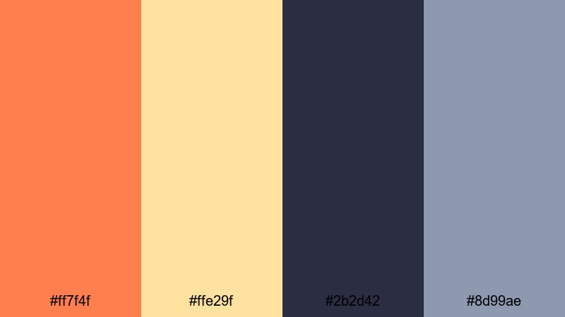 retro title frame tangerine color palette with hex codes