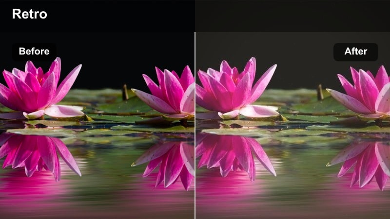 Daytime street scene with faded retro film color grading