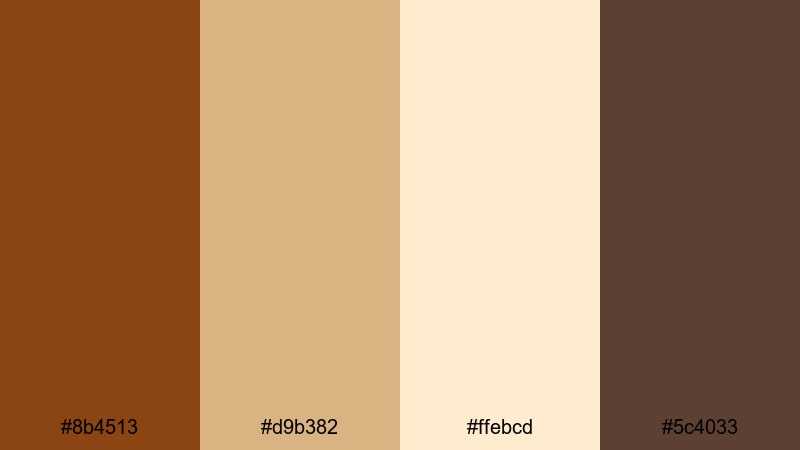 retro travel ticket saddle brown color palette with hex codes