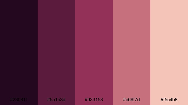 retro velvet cinema purple red color palette with hex codes