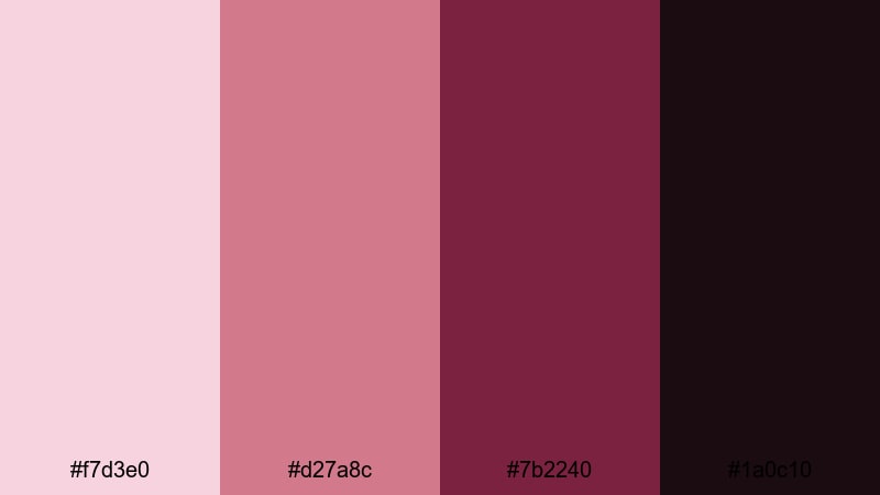 retro velvet theater pink maroon color palette with hex codes