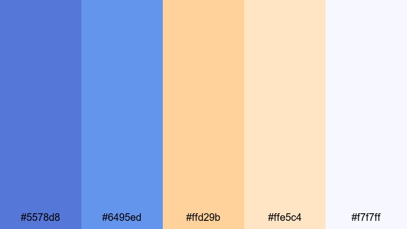 retro vhs summer cornflower color palette with hex codes