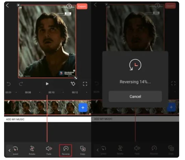 reverse video filmorago android