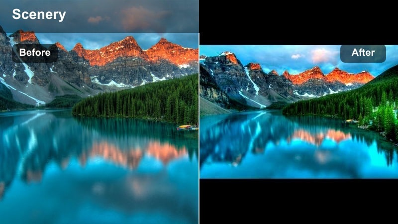 Distant mountain layers with increased clarity and separation after filter applied