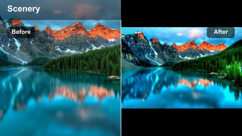 Cool-toned river flowing over rocks with teal shadows