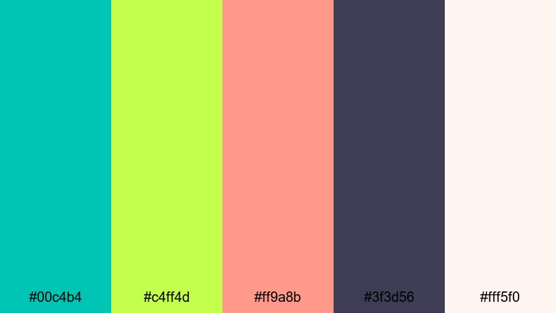 roller disco tide teal lime green color palette with hex codes