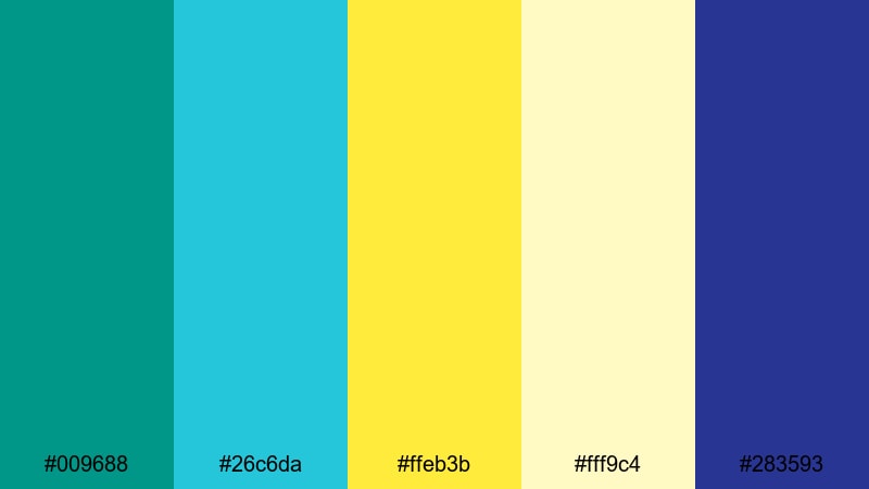 roller rink lights green yellow blue color palette with hex codes