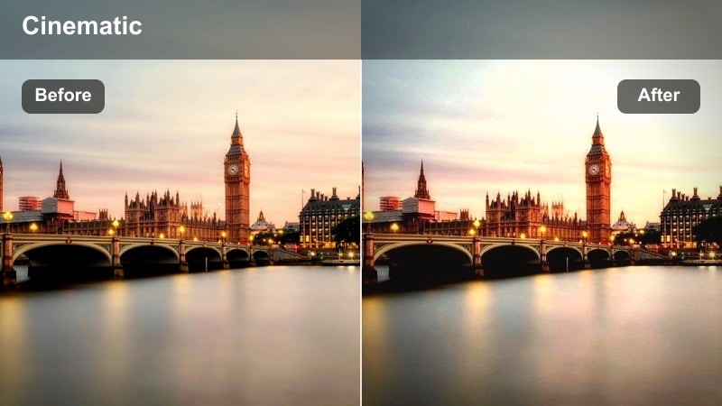 Person on a rooftop with city lights in the background and minimal color grading