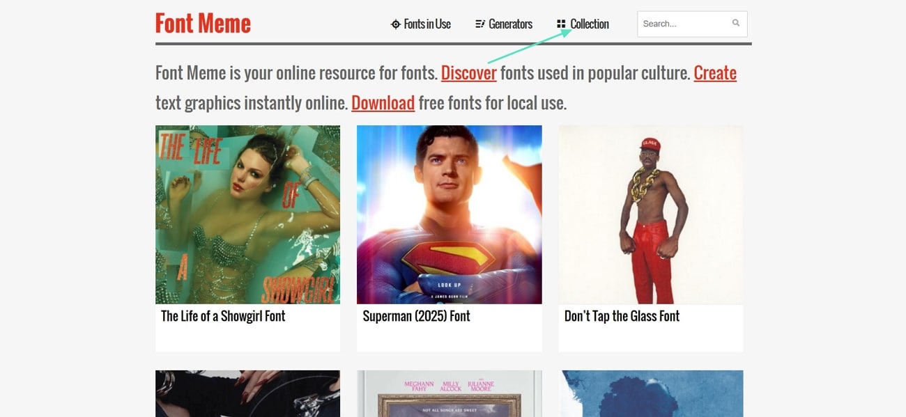 access fonts collection in font meme