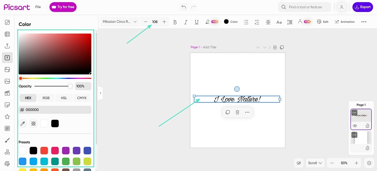 add text for rosalia font