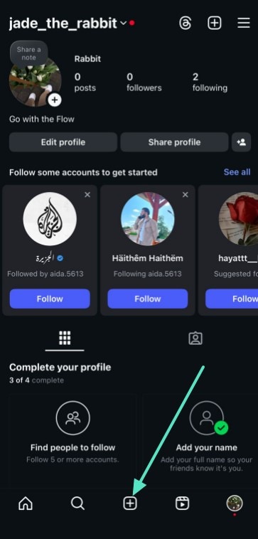 tap the plus icon in toolbar