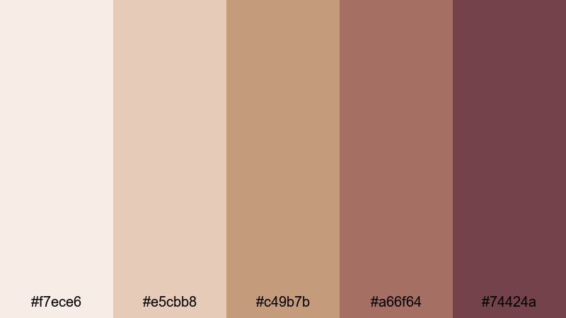 rose chai evening beige tan color palette with hex codes