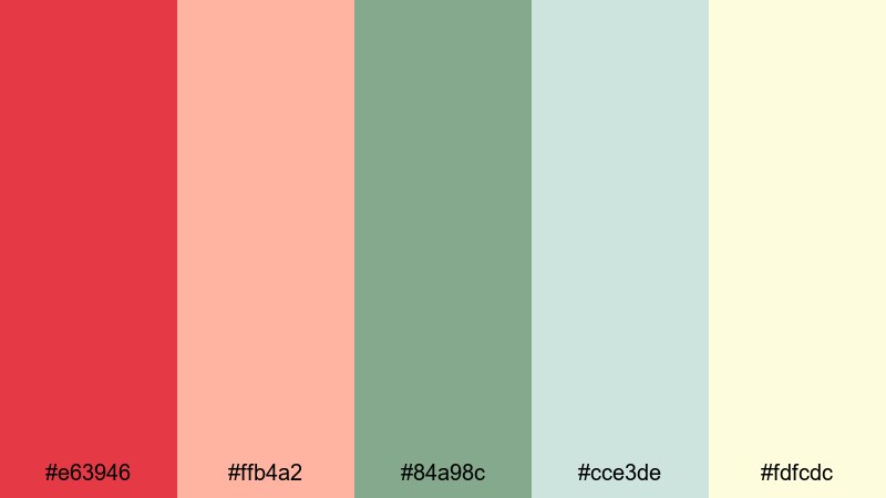 rose garden haze red green color palette with hex codes