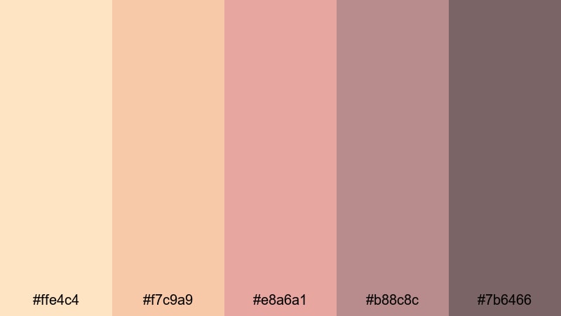 rose gold afternoon bisque color palette with hex codes