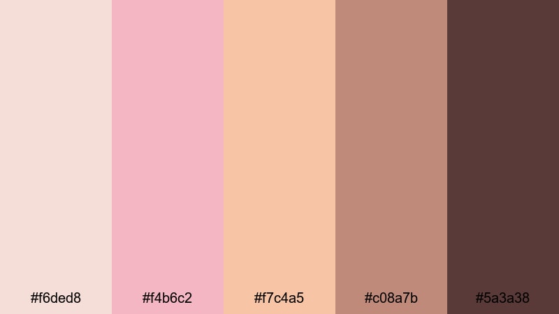 rose gold ballroom champagne pink color palette with hex codes