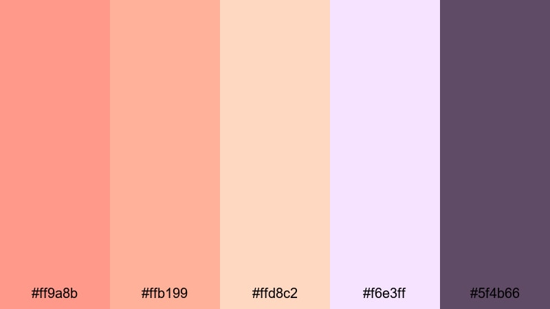 rose gold evening sunset color palette with hex codes