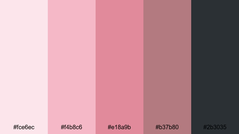 rose gold minimalist pink color palette with hex codes